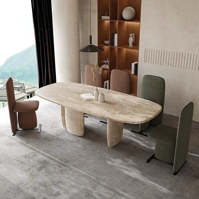 Italian Minimalist Marble Dining Table, Nordic Designer Modern Kitchen Table for Home, Customizable, Safe,, Artful Style