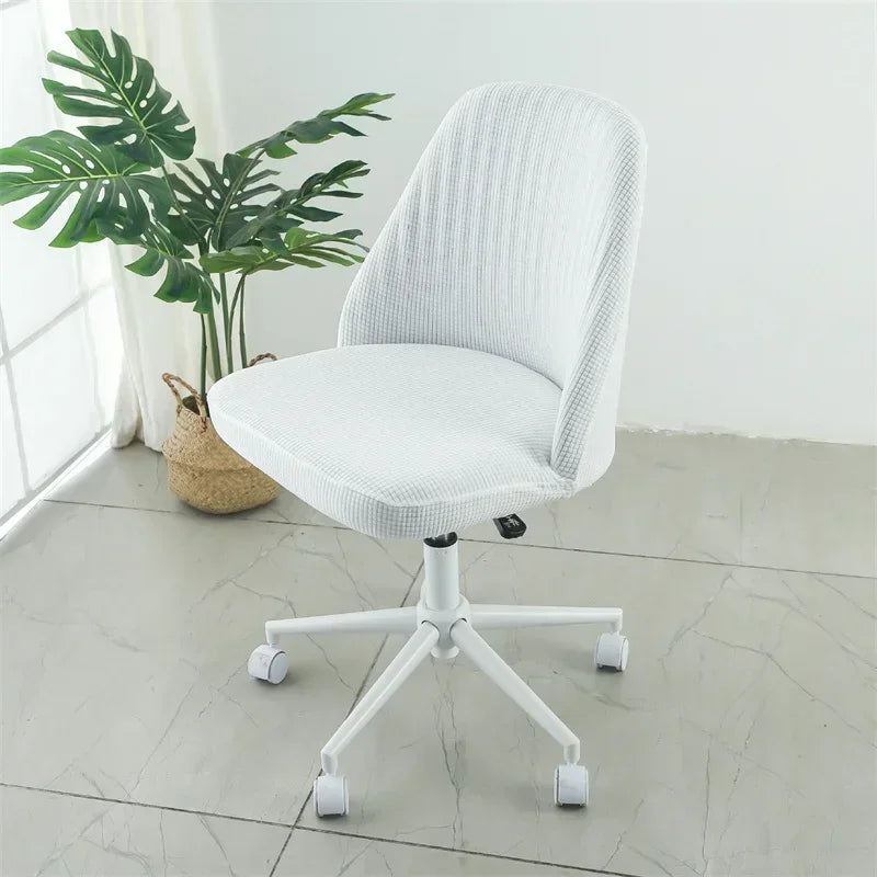 Pure Color Curved Chair Cover Polar Fleece Duckbill Chair Cover Chair Slipcover Elastic Seat Covers for Kitchen Hotel Office