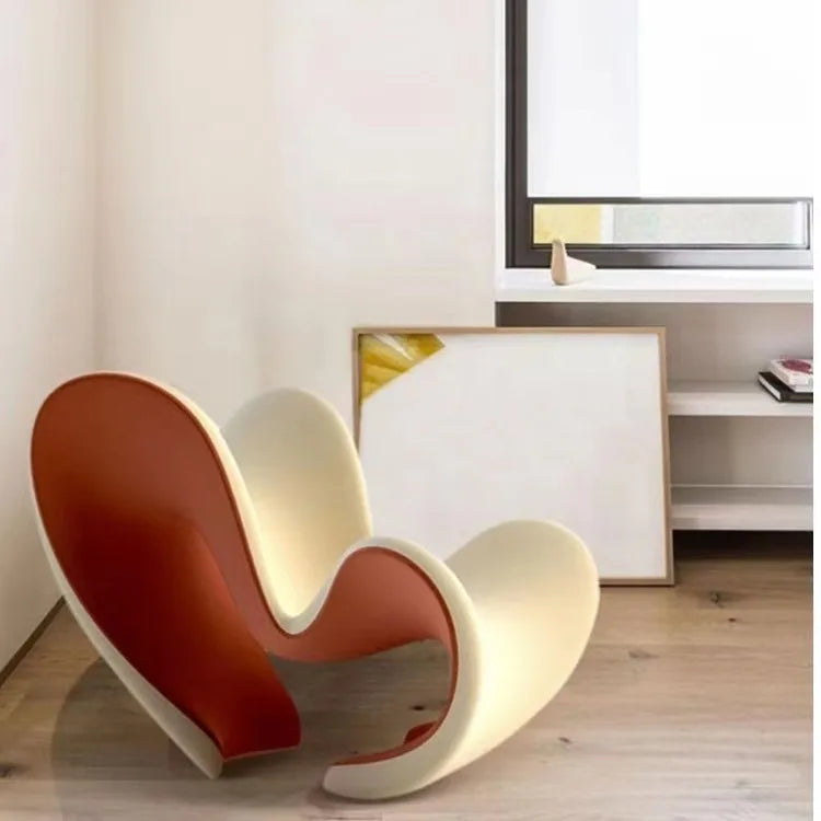 Internet celebrity rocking bow chair designer FRP light luxury color matching lazy recliner special-shaped lines