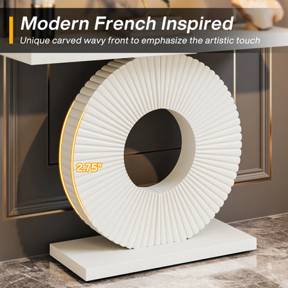 Tribesigns Modern Console Table with Geometric Base, 40 inch Wood Entryway Table Sofa Table Narrow Long Table