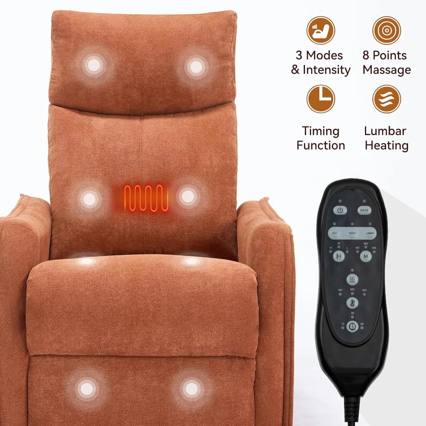 360 Swivel Rocking Recliner Chair for Adults, Nursery Rocking Chair with Heat and Massage, Glider Reclining Chair, Customized