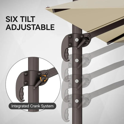 Large 9' X 12' Cantilever Patio Umbrella with 360° Rotation Heavy Duty Windproof Double Top Outdoor Rectangular Offset Umbrella
