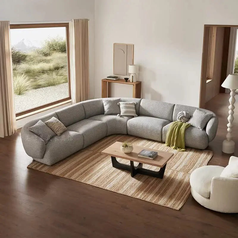 Italian light luxury cream style fabric sofa small apartment living room corner sofa new apartment