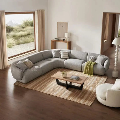 Italian light luxury cream style fabric sofa small apartment living room corner sofa new apartment