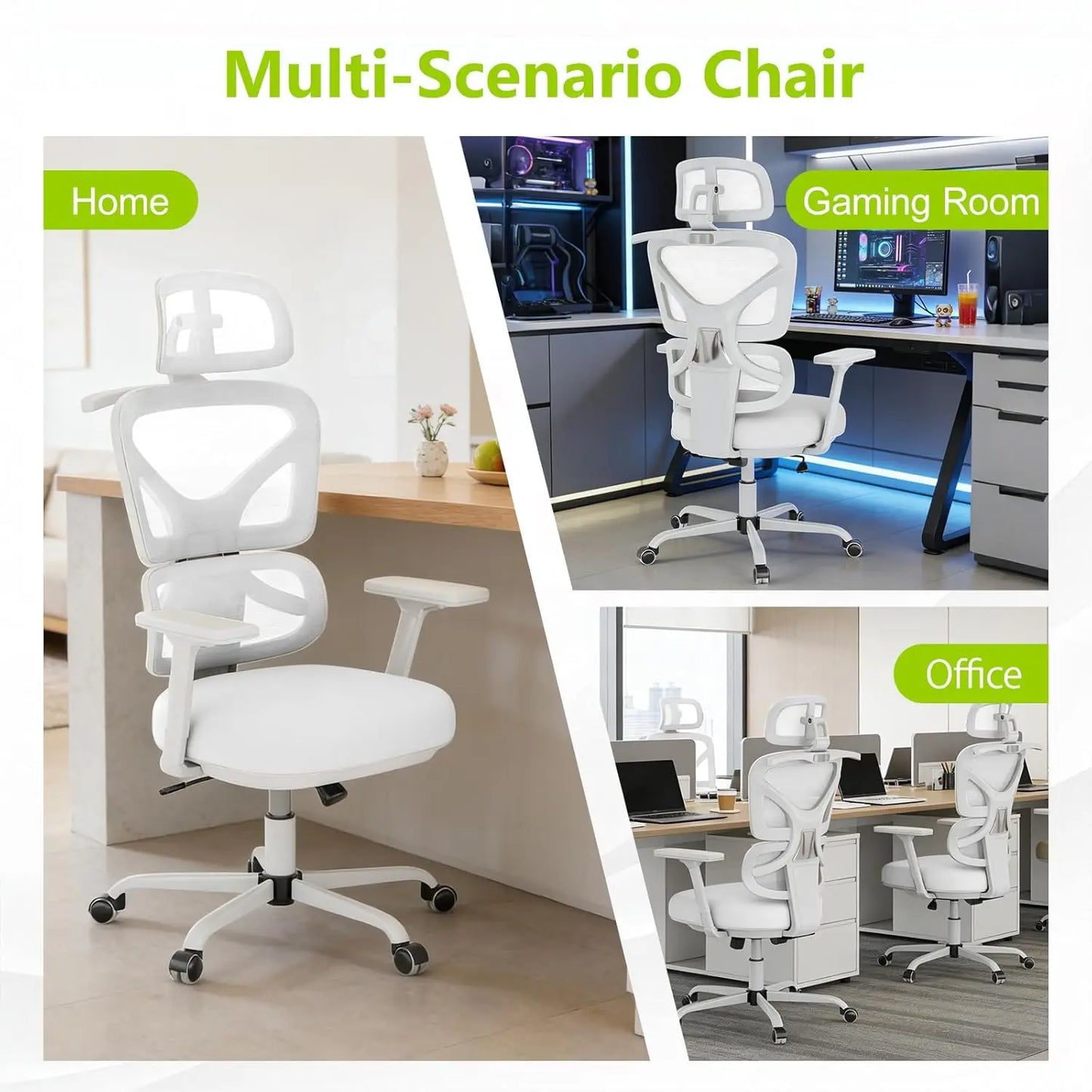 Ergonomic Office Chair Mesh Desk Chair with Lumbar Support and Headrest, High Back Computer Chair with Armrest and, Customized