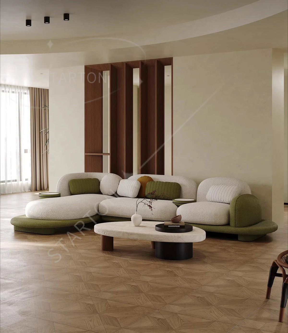 Italian minimalist pebble sofa living room designer size apartment corner combination sofa 2026 new special-shaped
