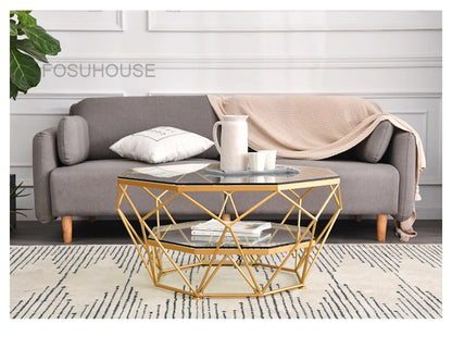 Nordic Glass Living Room Coffee Tables Light Luxury Modern Toughened Glass Bedroom Corner Table Iron Coffee Table Home Furniture