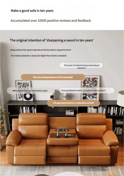 Relaxing Genuine Leather Sofa Living Room Electric Reclining Italian Sofa Lounge Luxury Divani Da Soggiorno Apartment Furniture