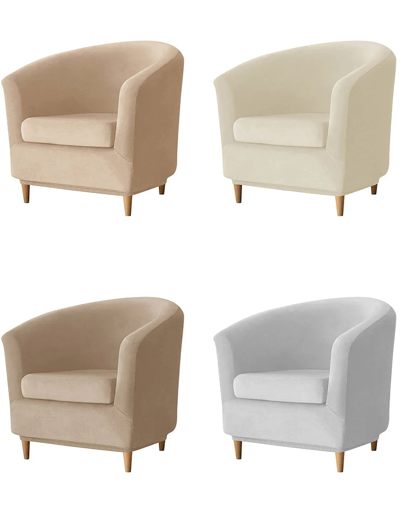 2pc/set Plush Club Chair Slipcover Stretch Elastic Chair Covers Solid Color Tub Chair Slipcovers Spandex Armchair Sofa Cover