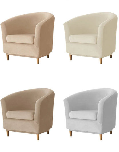 2pc/set Plush Club Chair Slipcover Stretch Elastic Chair Covers Solid Color Tub Chair Slipcovers Spandex Armchair Sofa Cover