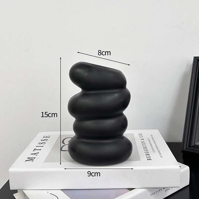 Modern Style Vase Room Decoration Plastic Flower Vase Wihte Black Flower Bottle Aesthetic Floral Arrangement Display Vase