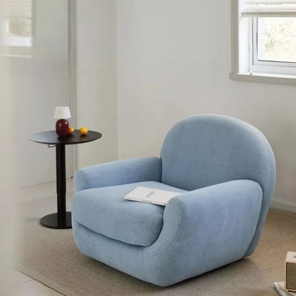 Cream Fabric Lazy Sofa Single Seater Armchair Comfort Accent Furniture for Living Room Bedroom