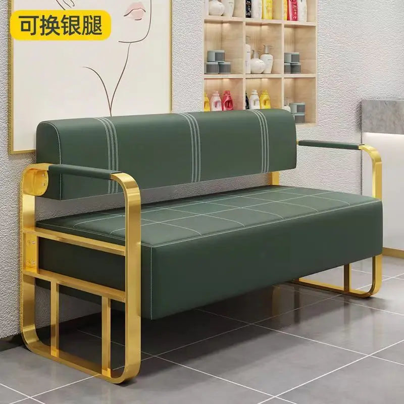 Famous Hair Salon Area Bench Hair Salon Waiting Light Luxury Stainless Steel Bar Sofa