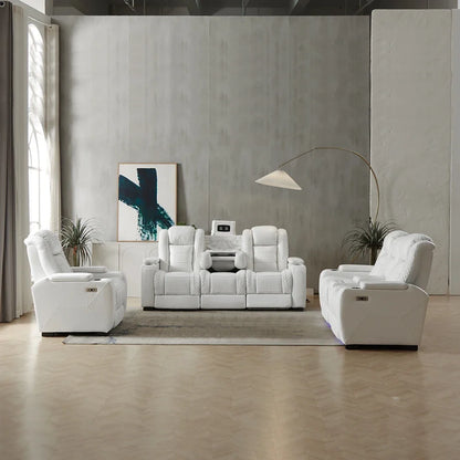 Furniture Smart Home Electric Power Recliner Genuine Leather VIP Home Theater Sofa For Bedroom & Living Room USB LED Cool Cup