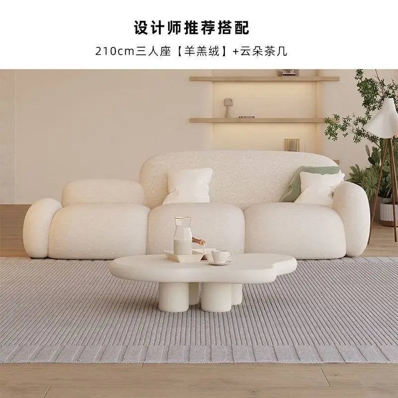Simple living room, modern cream style, rental house, fabric sofa, straight row light luxury, bedroom sofa