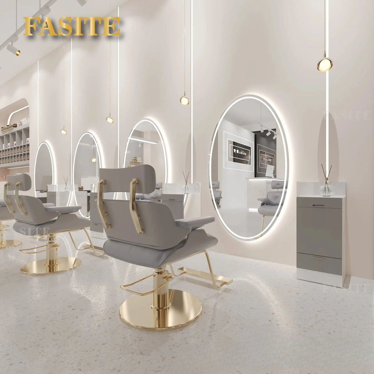 Beauty Barber Shop Mirror Frameless Barber Shop Internet celebrity hair salon
