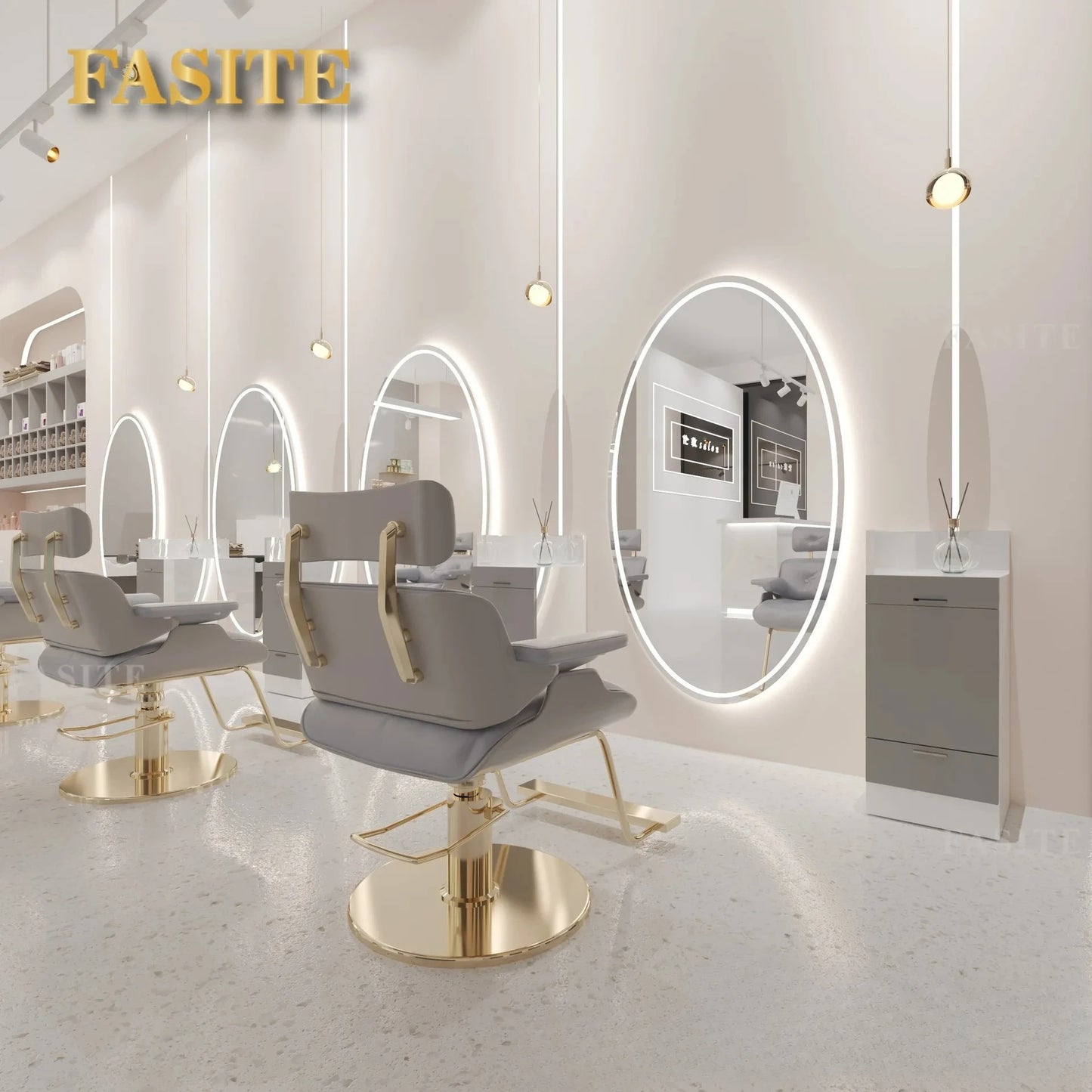 Beauty Barber Shop Mirror Frameless Barber Shop Internet celebrity hair salon