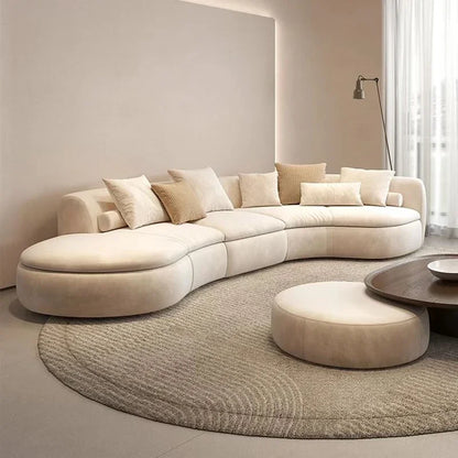 Italian Modern Simple Light Luxury Hotel Living Room Cream Style Solid Wood Fabric Sofa