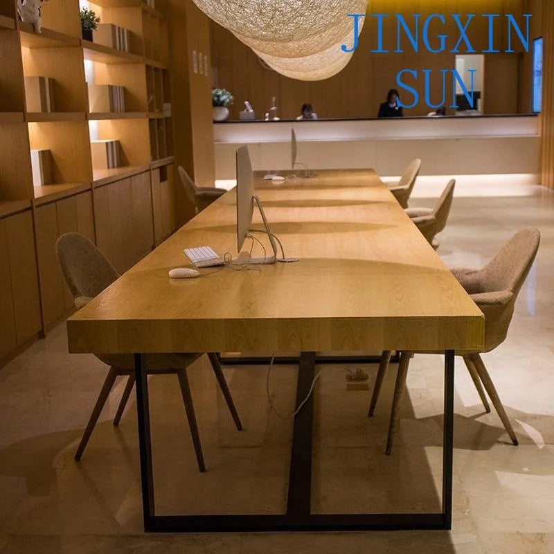 Solid wood long desk leisure chair combination simple modern large