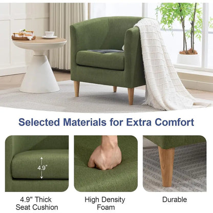 Accent Barrel Chairs Set of 2, Modern Comfy Living Room Chairs with Armrest Small Reading Chair with Cozy Soft Padded for Bedroo