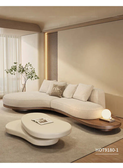 Walnut color special-shaped sofa disposable technology fabric modern wabi-sabi style living room home design sense