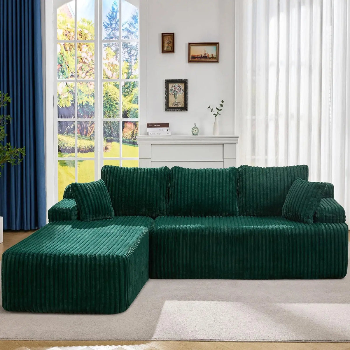 Sectional Sofa Couch, L-Shape Couch 3 Seater Couches for Living Room, Cloud Couch with Oversized Chaise