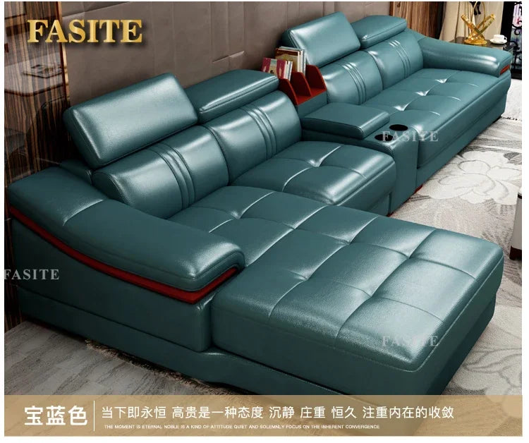 Genuine leather sofa head layer cowhide small unit,simple and modern functional, fashionable leather sofa combination decoration