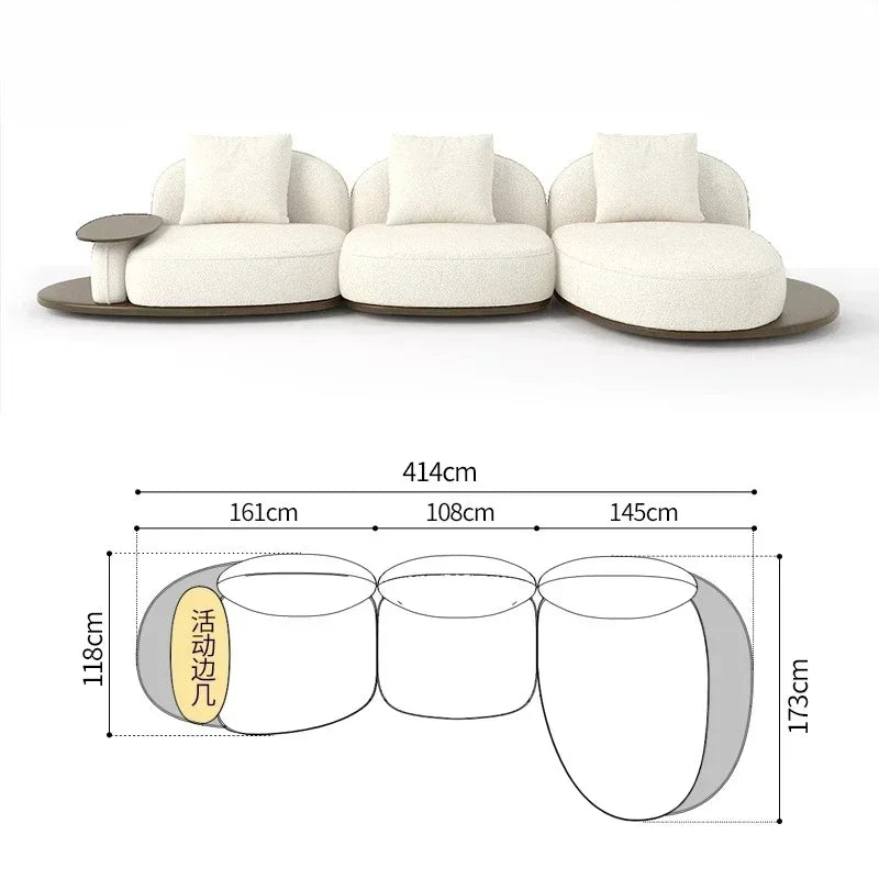 Living Room Coffee Table Designer Creative Three-person Log Style Furniture Modern Simple Modern Morocco Fabric Sectional Sofas