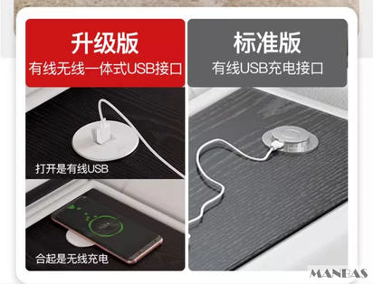 Modern Genuine Leather Sofa Living Room By MANBAS - Stylish Italian Couch with Bluetooth Speaker, USB & Adjustable Headrests