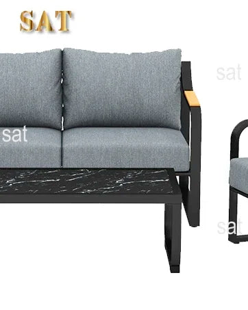 v Metal Patio Furniture Set, 4 Pieces Outdoor Conversation Set with Thick Cushion Modern Patio Chat Sofa Set for Balcony  rattan