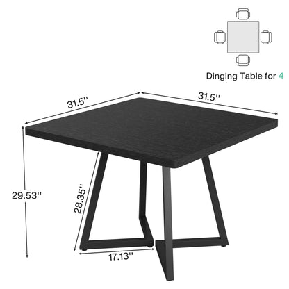 Tribesigns Square Dining Table for 4, 31.5" Industrial Dinner Table with Metal Base, Wood Kitchen Table for Dining Room