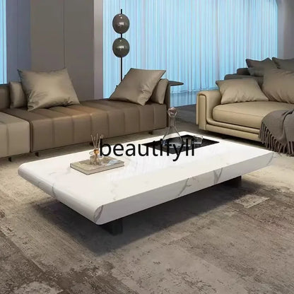 53 Italian Minimalist Snow Mountain White Modern Living Room Rectangular Oval Marble Coffee Table