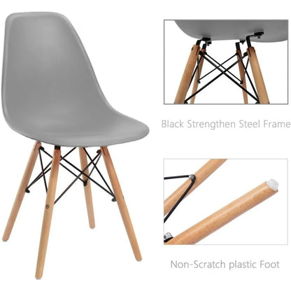 Furmax Modern Style Dining Chair Mid Century Modern DSW Chair, Shell Lounge Plastic Chair for Kitchen Chairs Set of 4(White)
