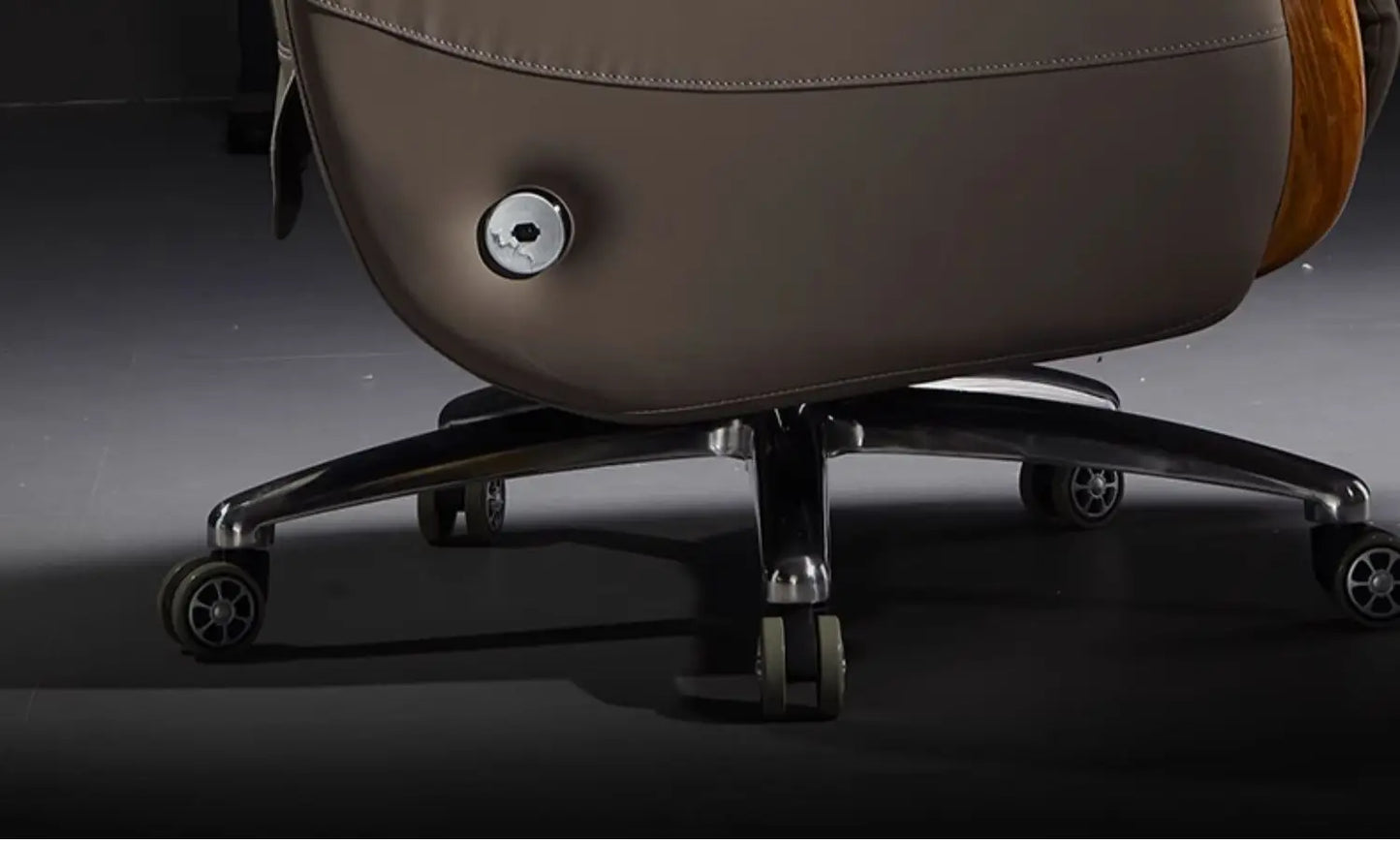 H2 Electric Reclining Executive Chair Genuine Leather Home Comfortable Large Shift Swivel Chair Light Luxury Business High-End