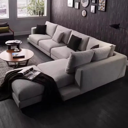 Modern Living Room Furniture Sofa Set Nordic Tech Fabric L Shape Sectional Sofas
