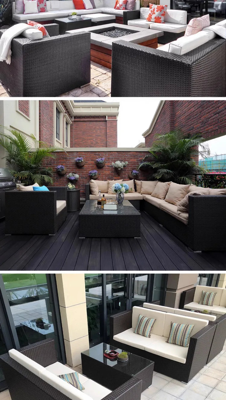 Outdoor sofa combination courtyard garden balcony rattan table and chairs terrace waterproof and sun protection outdoor