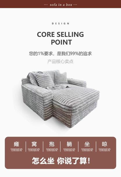 Nordic Sofabed Vacuum Compression Sofa Bed Modern Simple Lazy Sofa Bed  Thick Strip Velvet Large Sofa Bed Living Room Furniture