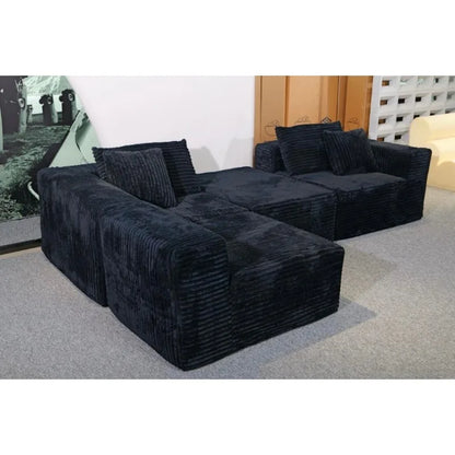 Compression sofa tofu block corduroy simple light luxury compression L-shaped corner sofa