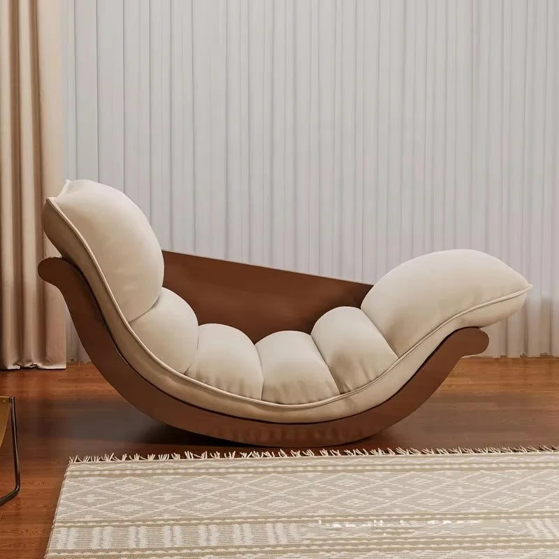 The latest design multi-functional living room rocking chair, solid wood frame leisure sofa chair, balcony bedroom recliner