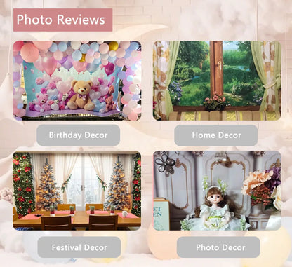 MOON.QG Warm Scene Backgrounds For Photography Beds Curtains Green Plants Backdrop Poster Accessories Birthday Decorations Photo