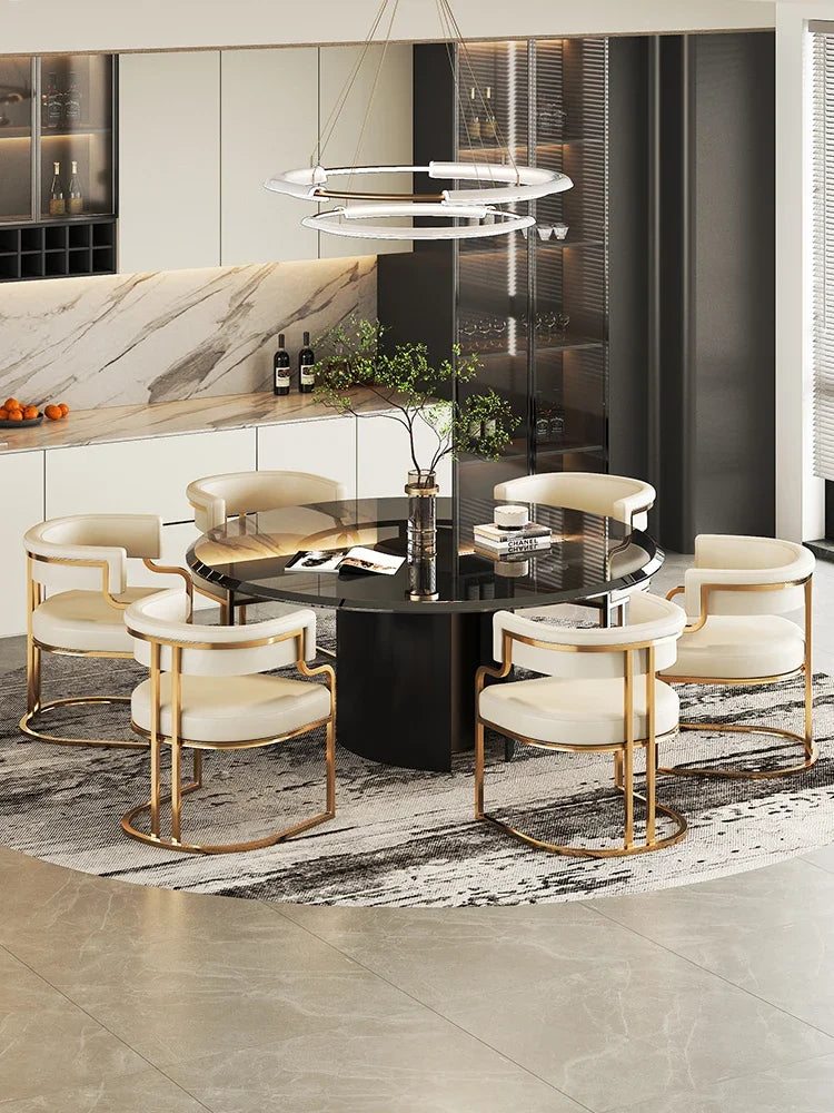 Designer Dining Chairs Beige Gold Legs Waiting Fashion Sofa Chairs Luxury Adults Floor Protector Sillas Indoor Supplies