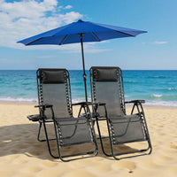 2 Zero Gravity Recliner Chairs - Portable Camping Patio Lounge with Cup Holder & Adjustable Pillow