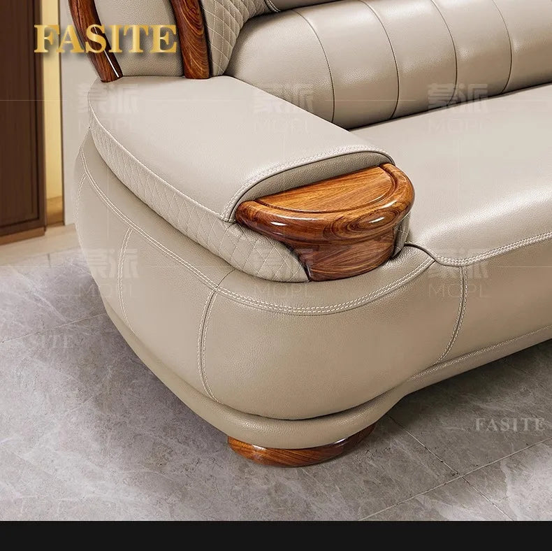 New Chinese ebony leather modern high-end living room home sofa furniture