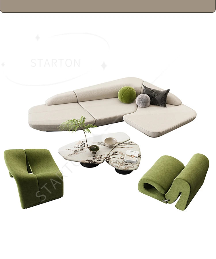 Relaxing Leisure Salon Muebles Furniture Gaming Curved Sofa Reception Modern Designer High Quality Room Decor Living Room Sofas