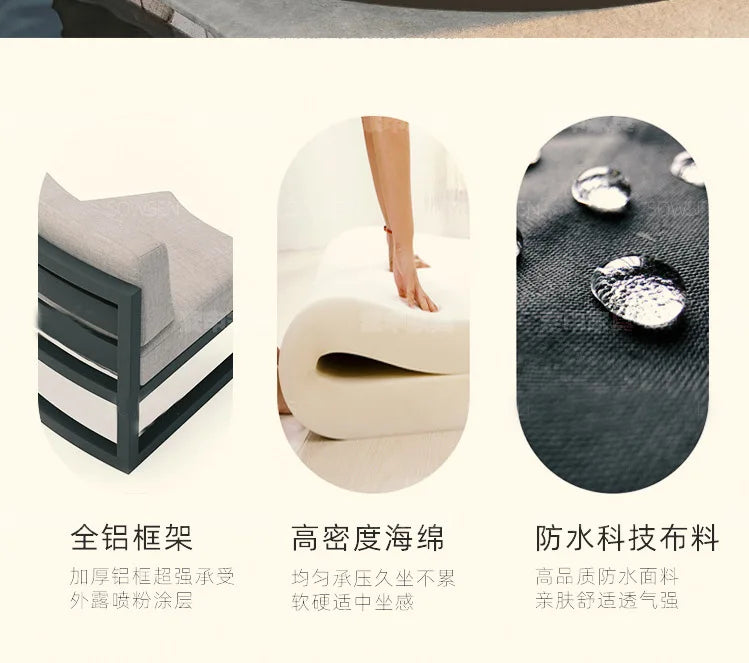 Outdoor sofa courtyard villa garden outdoor arc leisure combination aluminum alloy waterproof sunscreen rattan sofa