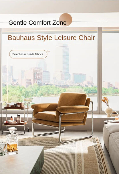 Bauhaus Antique Style Stainless Steel Designer Sofa Chair Living Room Home Balcony Leisure Recliner Negotiation Chair