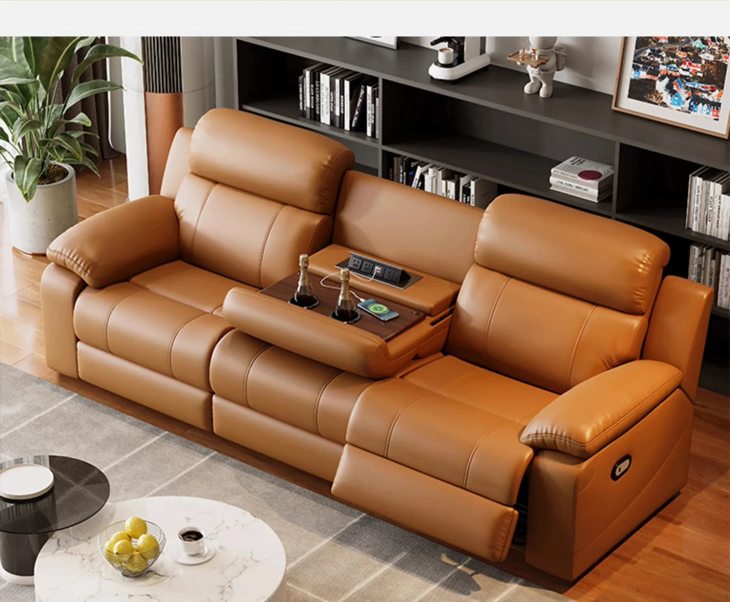 Relaxing Genuine Leather Sofa Living Room Electric Reclining Italian Sofa Lounge Luxury Divani Da Soggiorno Apartment Furniture
