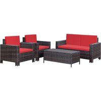 # l 4-piece courtyard furniture set, rattan chair and willow dialogue sofa set, suitable for outdoor, indoor, garden and balcony