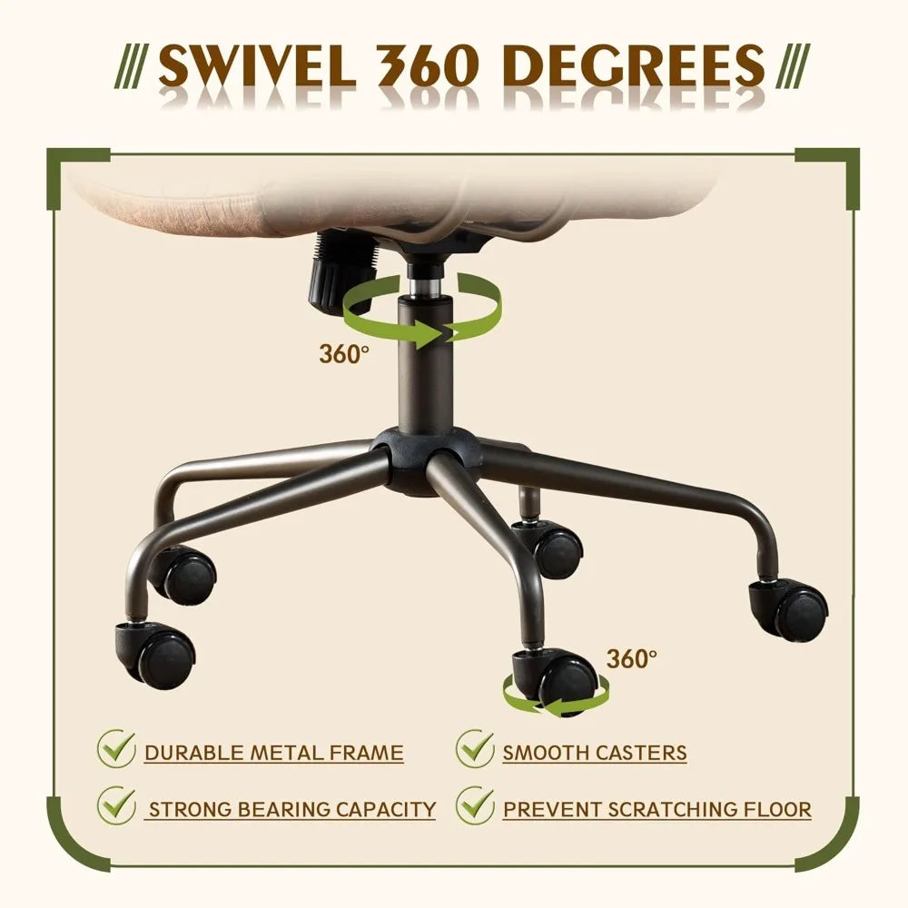 ergonomic high-back swivel chair in modern style with brown suede fabric for comfortable home office use