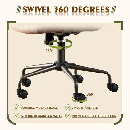 ergonomic high-back swivel chair in modern style with brown suede fabric for comfortable home office use